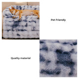 FUNNY FUZZY Pet Fluffy Fuzzy Couch Cover, Calming Washable Dog Bed Sofa Protector Pets Mat for Small Medium Dogs and Cats (Tie-dye Blue, 31.5"×25.5"×4.7")