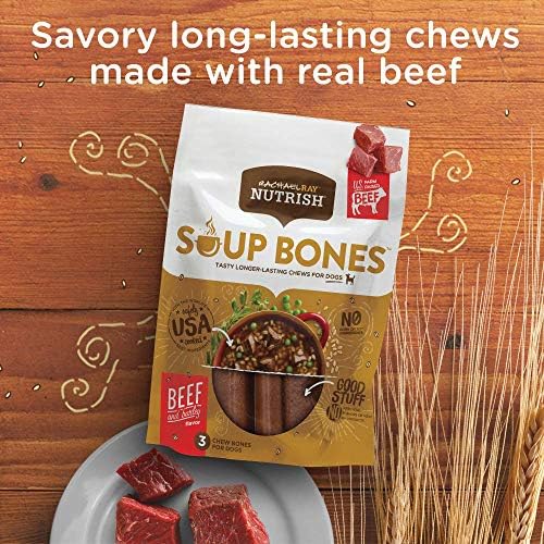 Rachael Ray Nutrish Soup Bones Dog Treats, Beef & Barley Flavor, 3 Bones (Pack of 8)