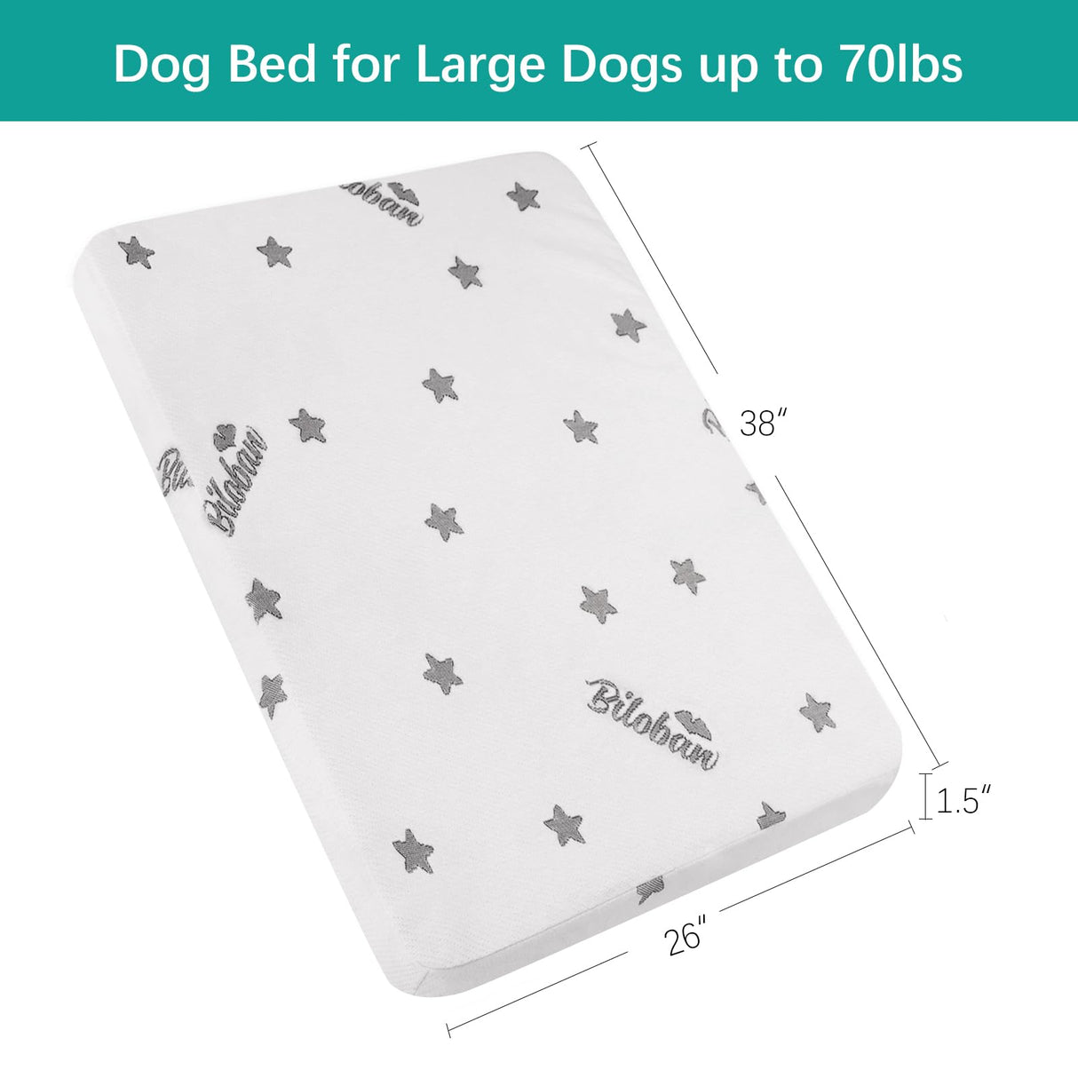 Biloban Waterproof Dog Beds for (Large) Dogs, Washable Mat Pad, Memory Foam Dog Beds & Furniture for Small/Medium Large/XL/XXL Pet with Removable Cover (Light Grey)