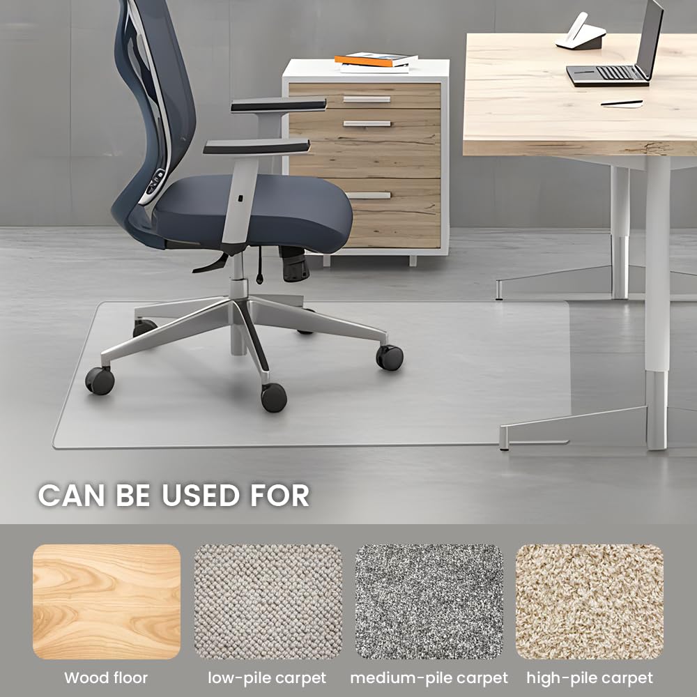 XINQIDAI Office Chair Mat - Heavy Duty, 47"x32", 1/7" Thick, Flat Shipping, Suitable for Carpet and Hardwood Floor