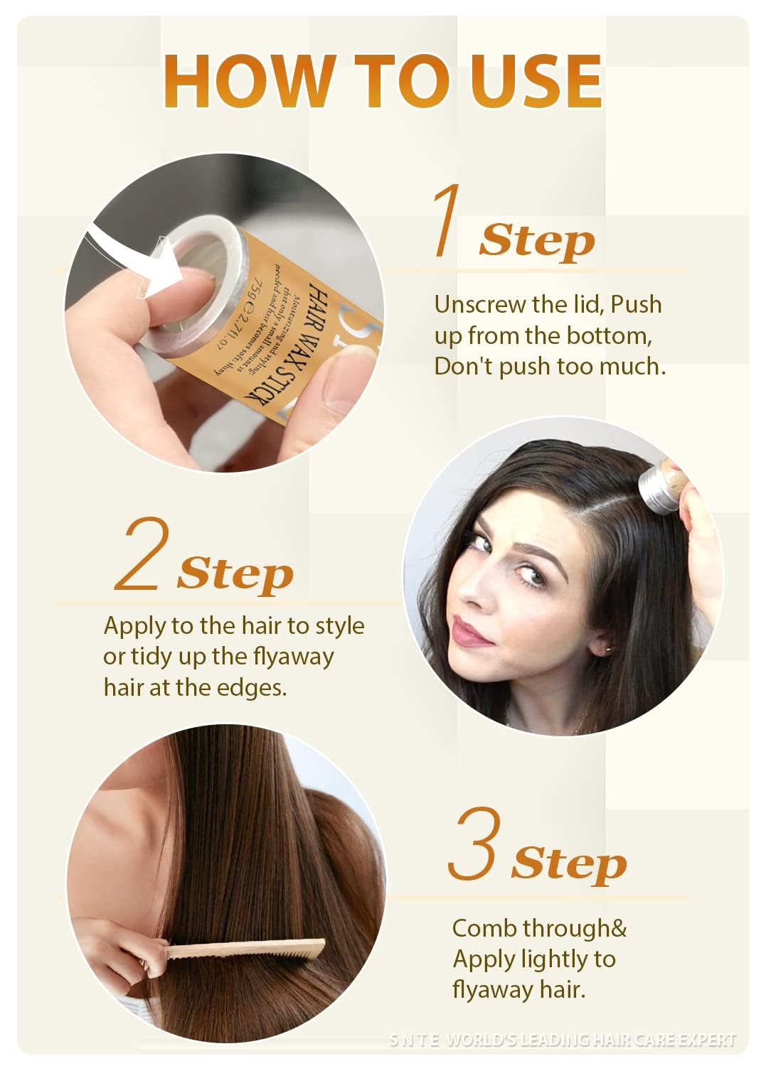 Hair Wax Stick, Gel Tamer for Flyaways, Nourishing Slick Stick Pomade for Women & Kids, Slick Back & Styling Cream, Hair Styling Accessories for Teen Girls Gifts, 2.7 Fl Oz