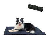 GNarbor Rollup Camping Outdoor Dog Bed,Portable Dog Travel Mat with Carry Handles for Medium Large Dogs Waterproof Washable Pet Pad,42 * 28”Dark Blue