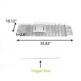 2-Pack H&B Live Animal Cage Trap,Folding 32x10x12 inch Humane Cat Trap for Stray Cats,Raccoons,Squirrel,Skunk,Mole,Groundhog,Opossums Armadillo,Rabbit,Catch and Release(Silver)