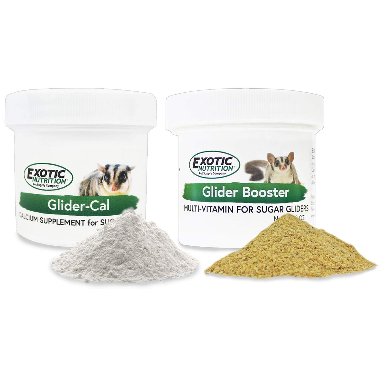 Exotic Nutrition Sugar Glider Vitamin Combo Pack - Powder Multivitamin & Powder Calcium Supplement for Pet Sugar Gliders