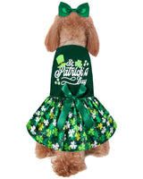 St. Patrick's Day Dog Dress Holiday Dog Clothes for Medium Dogs with Headband (Green, Medium)