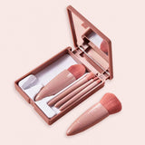 5pc Makeup Brush Set with Mirror & Storage Box – Portable Multifunctional Powder/Blush Brush, Mini Foundation & Eyeshadow Brushes for On - the - Go Beauty Touch - Ups