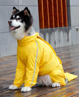 Leowow Dog Raincoat, 4 Legs Large Dog Rain Jacket with Reflective Stripe,Dog Hooded Waterproof Raincoats for Big Dogs,Large Breeds Dogs Rain Jackets with Legs,Tail(Yellow,9XL)