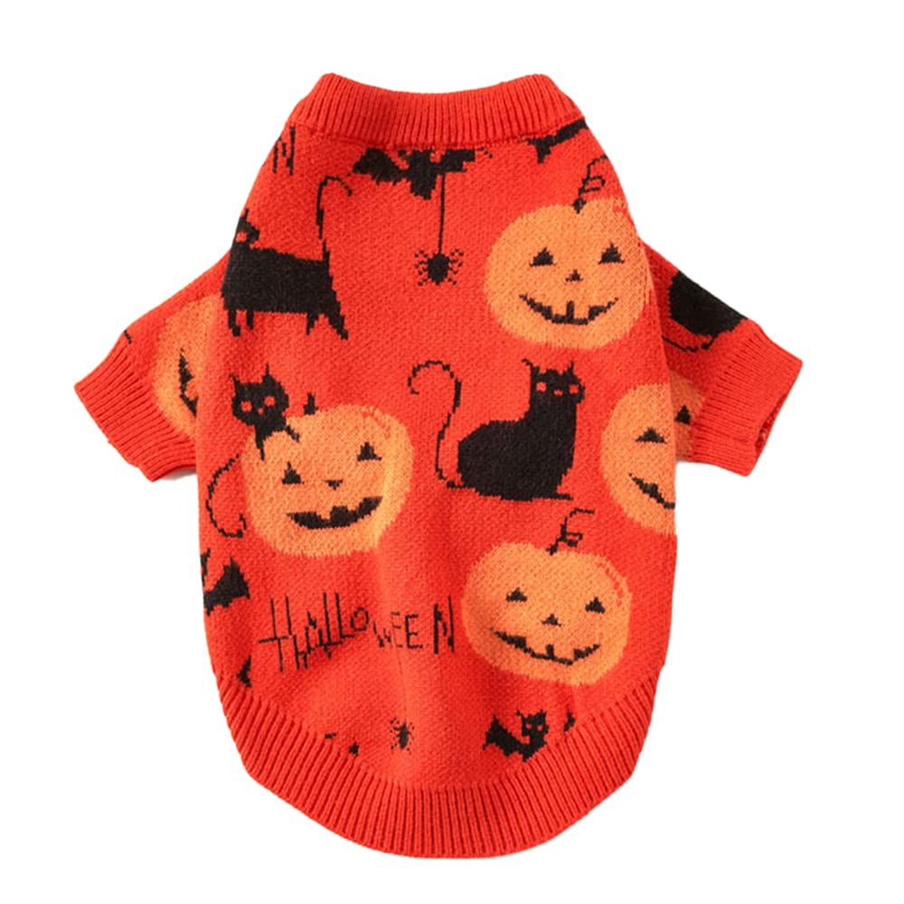 NACOCO Dog Halloween Pumpkin Sweater Pet Clothes Cat Knitwear Apparel Holiday Party Halloween Warm Puppy Clothes Kitty Clothes(XL)