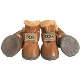 Winter Dog Boots & Paw Protectors: Outdoor Anti-Slip Dog Snow Shoes, Dog Booties Provide Warmth to Dogs Paws from Ice and Snow, Rubber Sole PU Leather Faux Fleece-Lined, Light Brown Dog Shoes Size 2