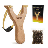 TRADETRUST Slingshots for Adults, Durable Wooden Slingshot with 100 Dissolvable Clay Balls for Outdoor, Funny Christmas Birthday Gift for Men and Women