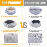 ZaneSun Calming Round Dog Bed & Cat Cave with Hooded Cover, Plush Fluffy Anti-Anxiety Cat Bed, Waterproof Bottom Washable (Coffee, 20x20inch)