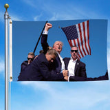 Donald Trump 2024 Election Shot Survived Fight Fist Flag PA Rally Ear Bullet-Proof Banner Vote 3X5 Feet