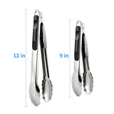 2 Pcs 9/12 Inch Kitchen Tongs for Cooking, BBQ & Salad