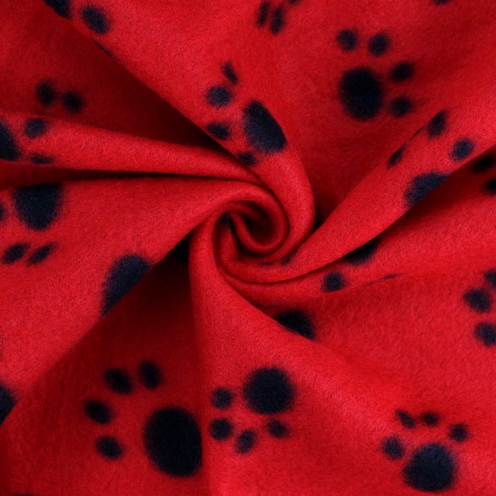 Comsmart Dog Blankets for Small Dogs, 6 Pack Puppy Blanket Cute Paw Print Pet Blanket for Dog, Puppy, Cat, Kitten, 24x28 inches, Red