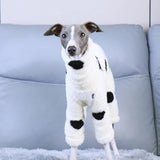 Winter Dog Onesie for Italian Greyhound,Warm Fleece Dog Jumpsuit Pajamas Long Sleeves Pet Pullover Sweater Whippet Outfit for Small Medium Large Dogs Cold Weather Coat (White, M)