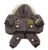 ZUNEA Padded Waterproof Small Dog Winter Jumpsuit Pet Puppy Jacket Coat Fleece Warm Snowsuit Airman Chihuahua Yorkie Outfits Clothes Apparel Brown M