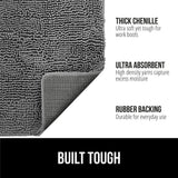 GORILLA GRIP SoakSTOPPER Dog Door Mat, 60x36 Machine Washable Rug Absorbent Doormat Captures Moisture Mud Dirt, Quick Dry Soft Chenille Entryway Rugs Indoor Entrance Mats for Dog Paws, Grey