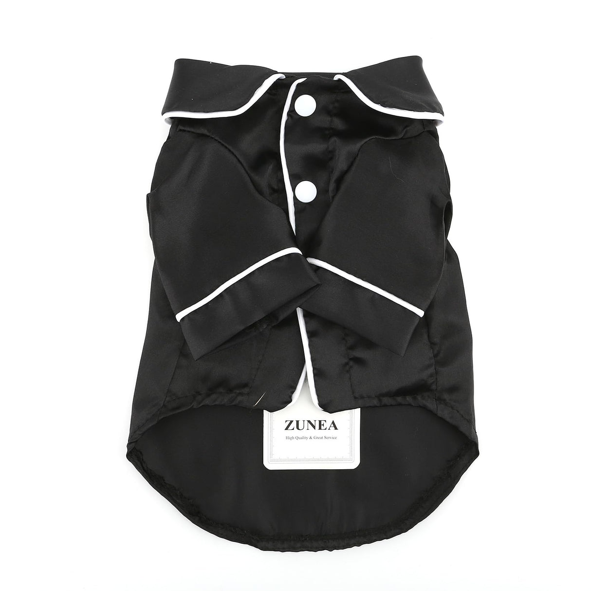 Zunea Faux Silk Dog Pajamas Shirts for Medium Size Dogs Soft Lapel Sleepwear Two-Legged Indoor Pjs Clothes T Shirt Pet Holiday Party Outfits Apparel Black 4XL