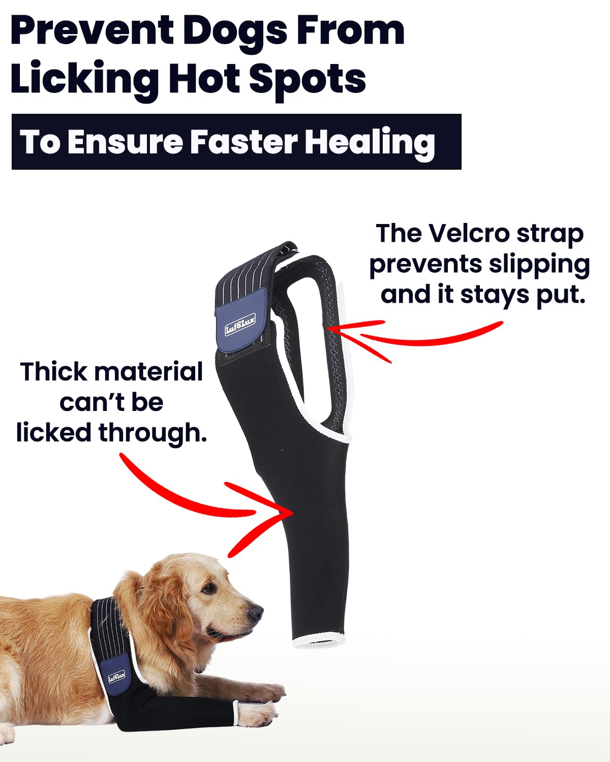 LufeLux Dog Front Leg Sleeve, XLarge, Comfortable, Breathable Material, Adjustable Elastic Band, for Hot Spots, Wounds, Bandages