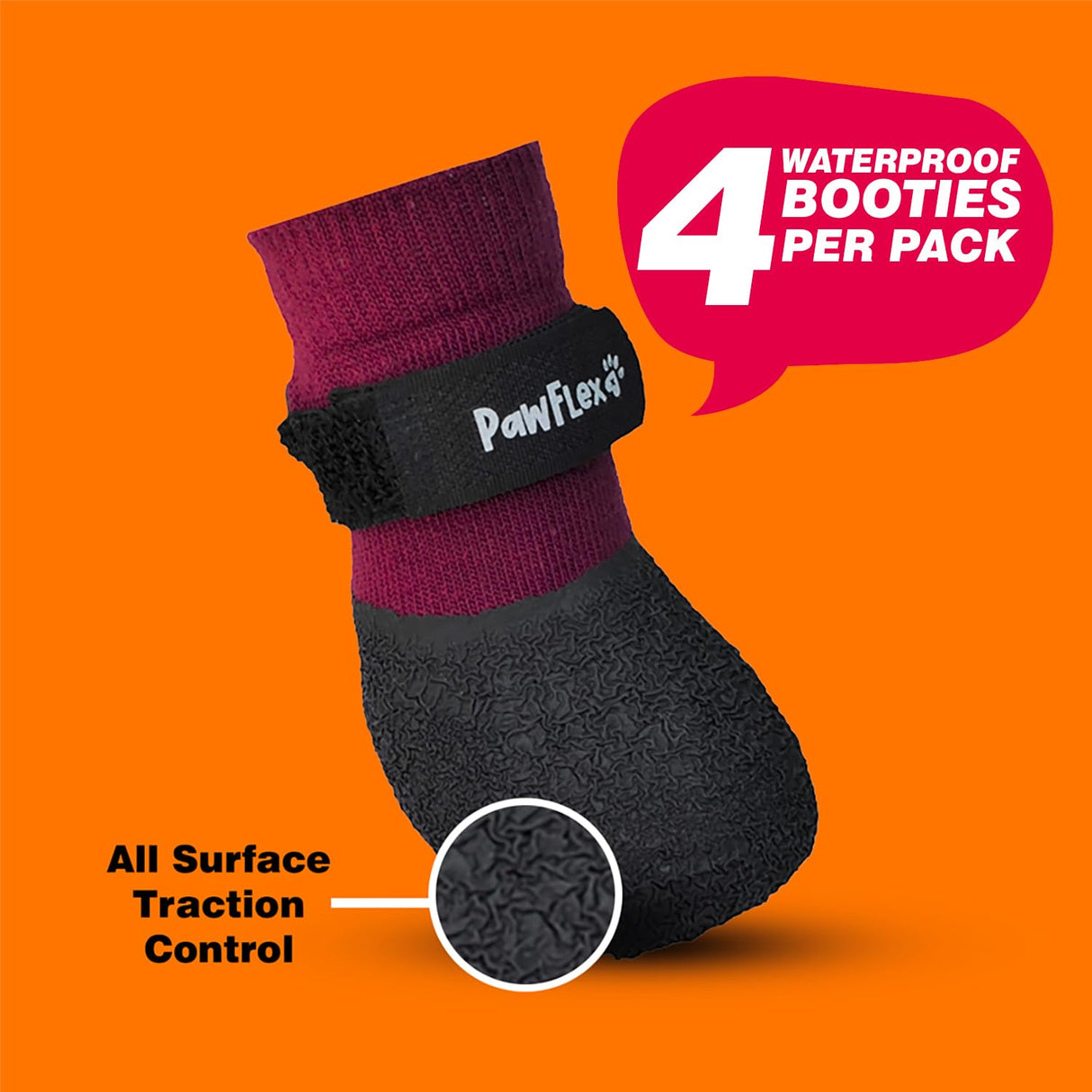 Double Dipped Thick Textured Waterproof Cotton Dog Socks | PawFlex Comfy Pawz Soft Indoor/Outdoor Pet Booties | Non-Slip Silicone Grip at Inner Wrist for No Twisting or Sliding Off| Adjustable Strap
