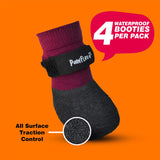Double Dipped Thick Textured Waterproof Cotton Dog Socks | PawFlex Comfy Pawz Soft Indoor/Outdoor Pet Booties | Non-Slip Silicone Grip at Inner Wrist for No Twisting or Sliding Off| Adjustable Strap
