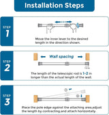 AIZESI 2pcs Spring Tension Rods Adjustable 26 to 39 inch Small Tension Curtain Rod No Drilling Expandable Spring Loaded Curtain Rod,Suitable for Doors and Windows 28 to 36 inch, White