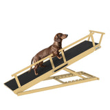 ZENTAVO Dog Ramp for Bed - 7-Level Adjustable (13"-37") Birchwood Dog Ramp for High Bed, Couch, 60" Foldable with Rails for Large Dogs, Non-Slip EVA Mat, DIY Glow Strips, Wooden Ramp Support 200 Lbs