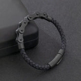New For Trendy 2025 Retro Punk Bike Chain Hand Woven Leather Bracelet With Metal Buckle For Men Motorcyclist Rock Party Jewelry Gift Jewelry Fashion Accessories Creative Gift