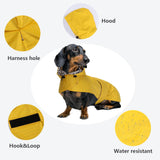 Dachshund Raincoat Clothes Jacket Dogs Waterproof fit for Dachshunds Weiner Long Back Breeds with Reflective Stripe Great Coverage Yellow M