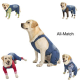 Classic Dog Jeans Overall for Medium Large Dogs,Pet Denim Jumpsuit Onesies Clothes Costumes for All-Match,Blue Vintage Washed Blue Pants Outfits