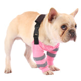 PetWarm Dog Front Leg Sleeve, Adjustable Dog Elbow Sleeves with Reflective Strips, Anti-Licking Soft Recovery Sleeve for Dogs, Waterproof Front Leg Protection for Large Dogs, Pink, XL