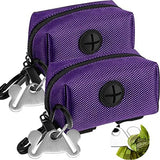 2Packs Dog Poop Bag Holder for Leash Attachment Dog Poop Bag Dispenser Dog Waste Bag Dispensers for Leash Accessory Dog Poop Bag Holders Fits Dog Leash Include Hand Free Holder Metal Carriers, Purple