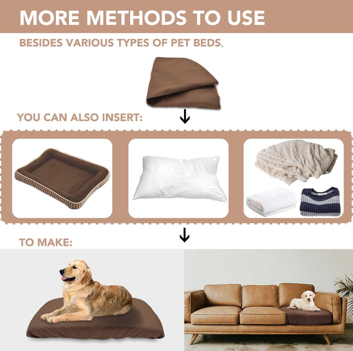 Dog Bed Cover Waterproof Replacement Machine Washable Covers for 20x15 Inch Dog Bed Heavy Duty Scratch Resistant Mattress Protector Pet Bed Cover Only Brown