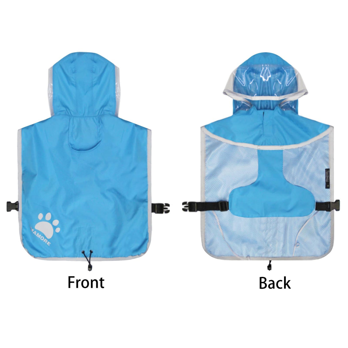 Waterproof Dog Raincoat, Reflective Adjustable Hooded Dog Rain Coat, Lightweight Breathable Pet Rain Jacket Poncho Double Layer with Leash Hole for Small Medium Large Dogs (Blue, Small)
