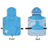 Waterproof Dog Raincoat, Reflective Adjustable Hooded Dog Rain Coat, Lightweight Breathable Pet Rain Jacket Poncho Double Layer with Leash Hole for Small Medium Large Dogs (Blue, Small)