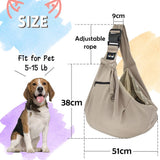 NATUYA Pet Dog Sling Carrier - Dog Sling with Net Bag for Carrier Dogs Cats-Hands Free Pet Bag-Buckle net Pocket pet Bag (Khaki)