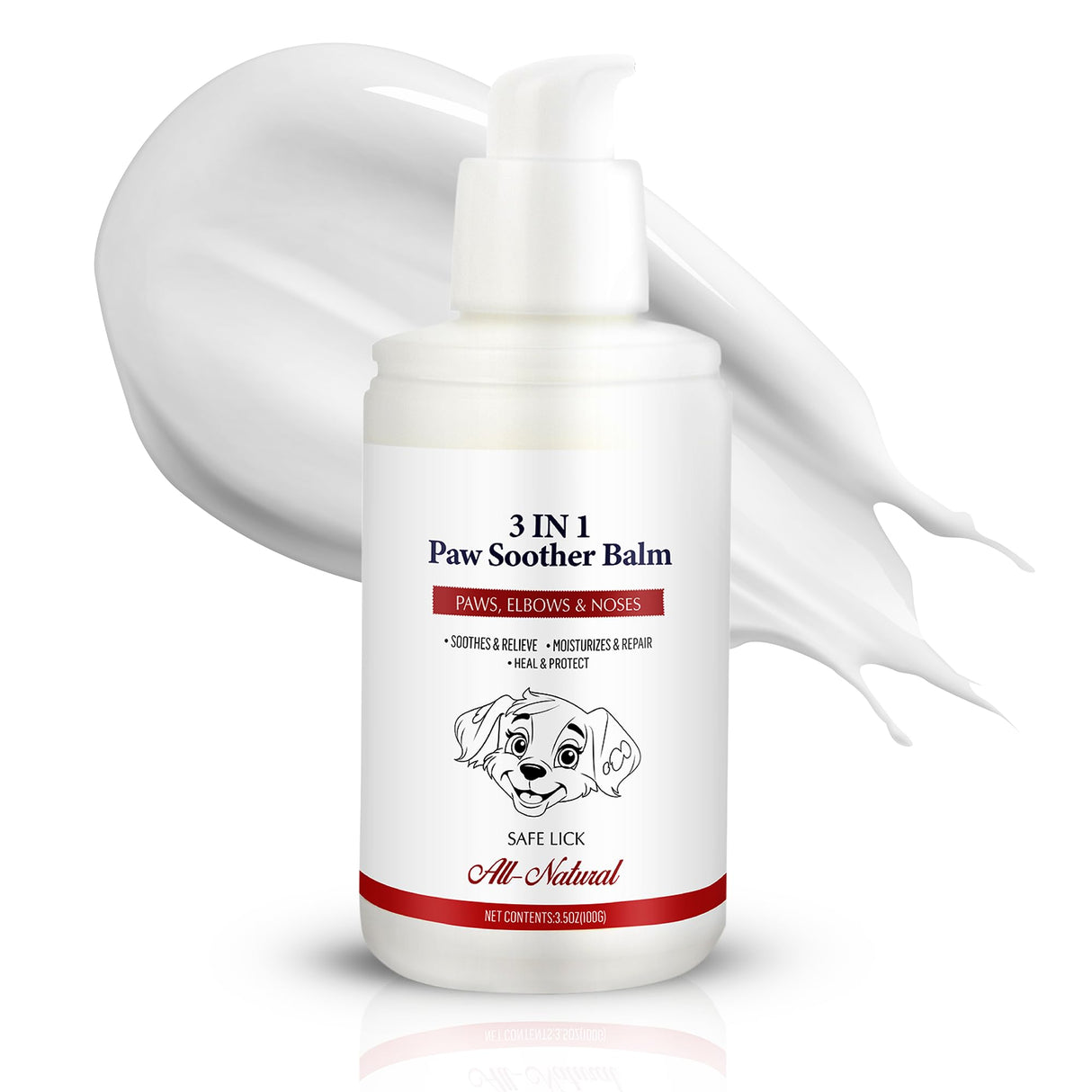 PUMBLER Dog Paw Pad Balm - 3-in-1 Lick Safe Soother & Moisturizer& Lotion for Dog Paws Nose, Elbow, Snout - Natural, Quick-Drying, Non-Sticky - All-Weather Cat Paw Balm Cream- 3.5 Oz/100Gram