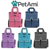PetAmi Dog Travel Bag Pet Supplies Accessories Organizer for Traveling, Camping, Weekend; Cat Pet Travel Bag Kit Includes 2 Food Storage Containers, 2 Collapsible Bowls, 1 Feeding Mat (Pink)