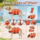 EMUST Dog Life Jacket, Thickened Dog Life Vests for Medium Large Dogs with Added Layer, Reflective Pet Life Preserver Floats for Pool Boating Swimming, Orange, M
