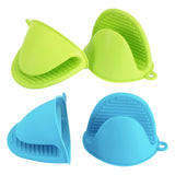 4PCS Silicone Oven Mitts Heat Resistant, Silicone Potholders for Kitchen, Mini Rubber Oven Glove Kitchen Mittens, Cute Cooking Mitts (Blue and Green)