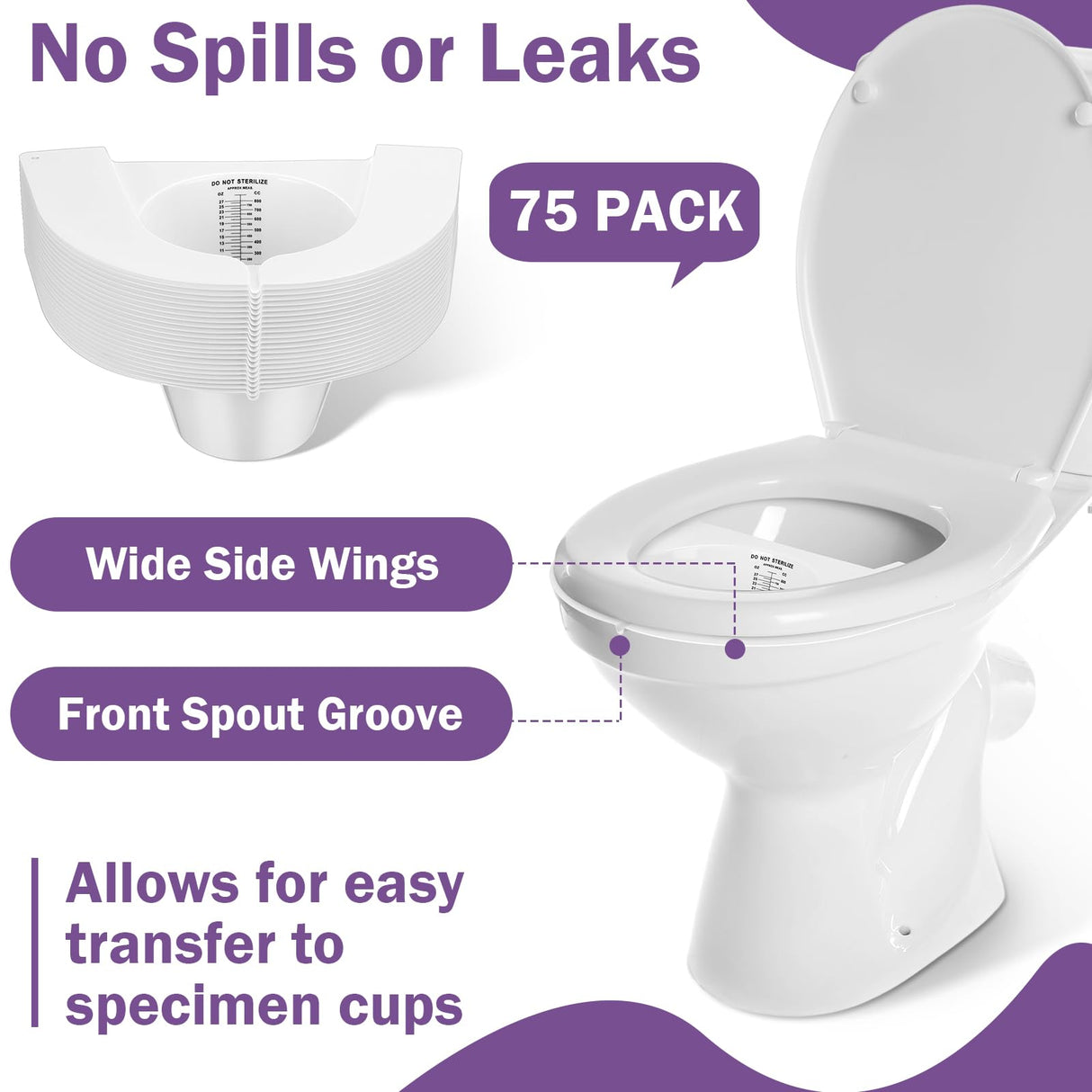TrelaCo 75 Pcs Urine Hats for Toilets Stool Sample Collection Kit Urine Collection Hat Urine Collector Specimen Cups Pee Urine Sample Cup Containers for Women and The Elderly, 27oz/ 800cc