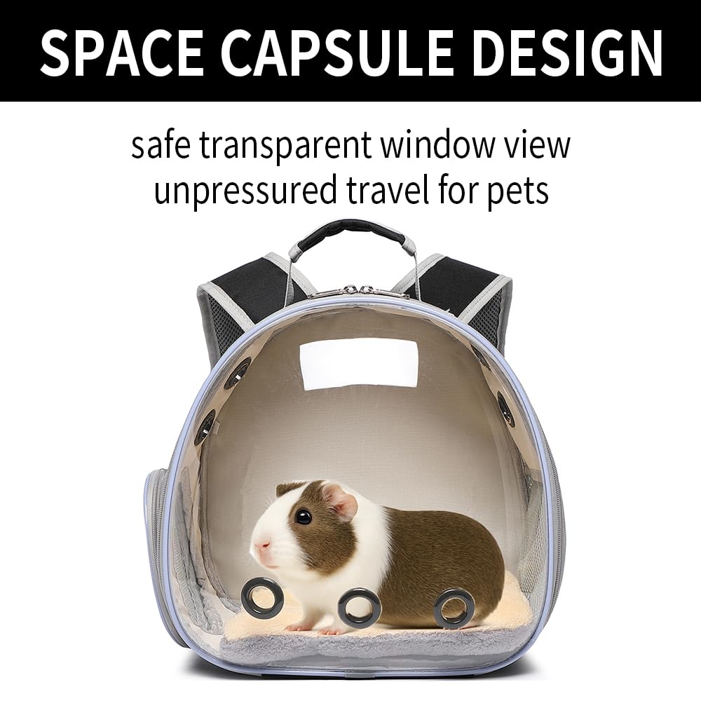Bunny Carrier, Guinea Pig Carrier,Small Animal Carrier Backpack for Rabbit,Bearded Dragon, Lizard,Hamster,Kitten. Breathable Pet Travel Cage Bag Perfect for Vet Visits & Outdoor Adventures (Black)