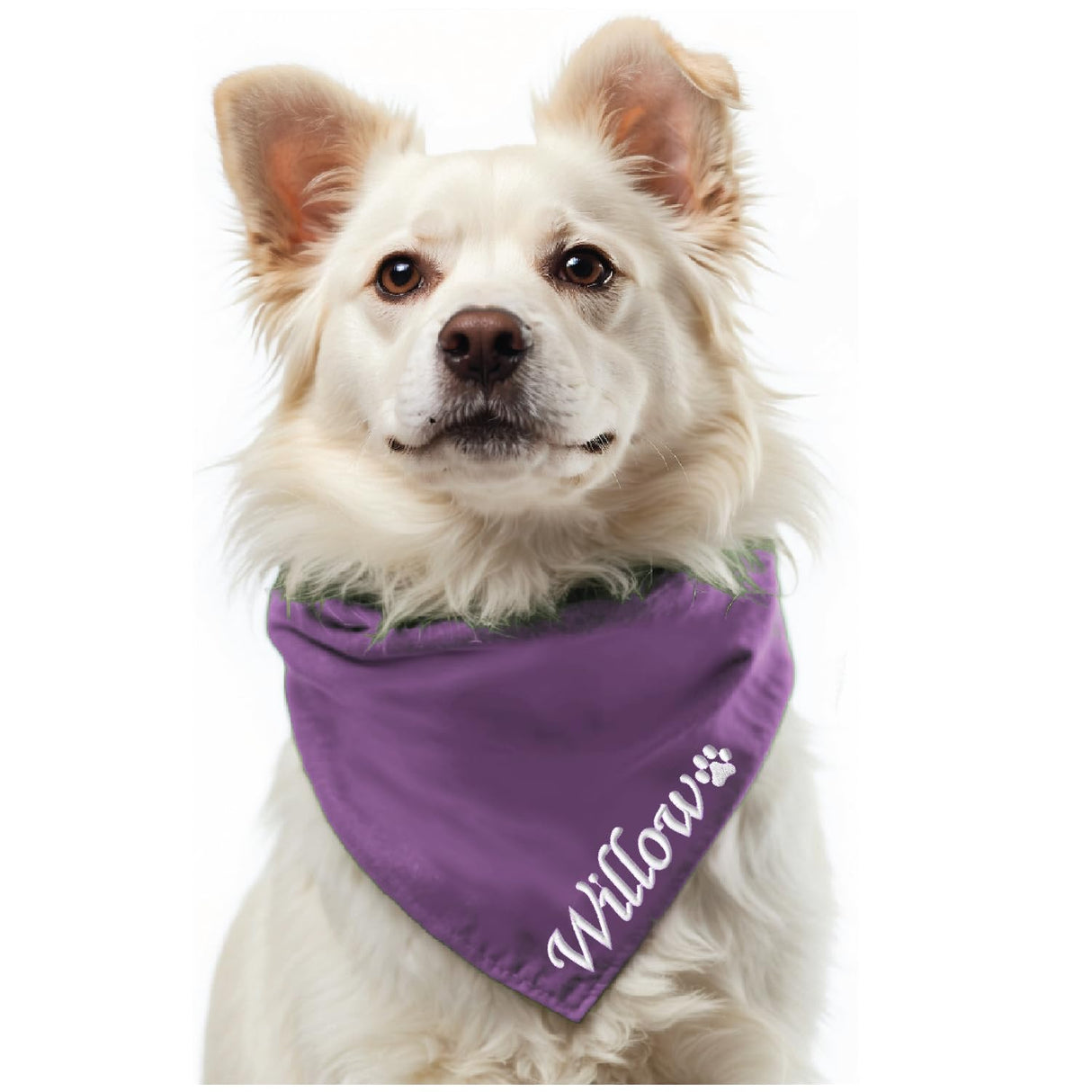 Personalized Dog Bandana Embroidered Name Custom Neckwear Dog Scarf Triangle Bibs Kerchief Pet Costume Accessories for Small Medium Large Dogs Pets Birthday Gift (Dusty Purple)