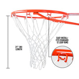 Basketball Net Replacement Heavy Duty - 12 Loops, Professional All Weather Anti Whip Nets, Fits Standard Indoor or Outdoor Rims - Premium Basketball Accessories - Hoop Net
