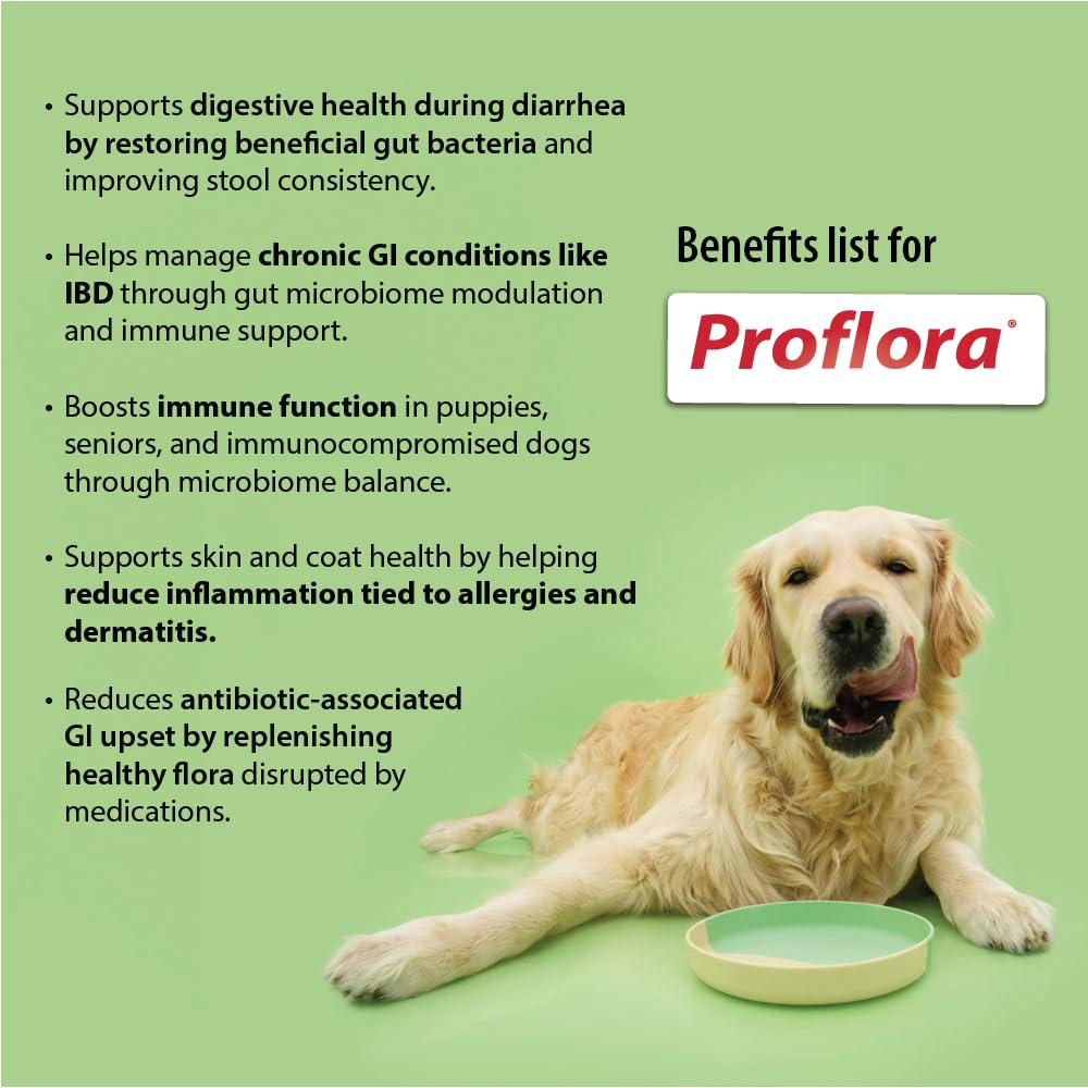 Proflora Probiotics for Dogs-Complete Gut Health & Immune Support. Easy to Use Digestive Multi-Strain Probiotics. Easier Diet Transitions, Healthier Skin & Coat & Helps Treat Diarrhea. 30 Packets.