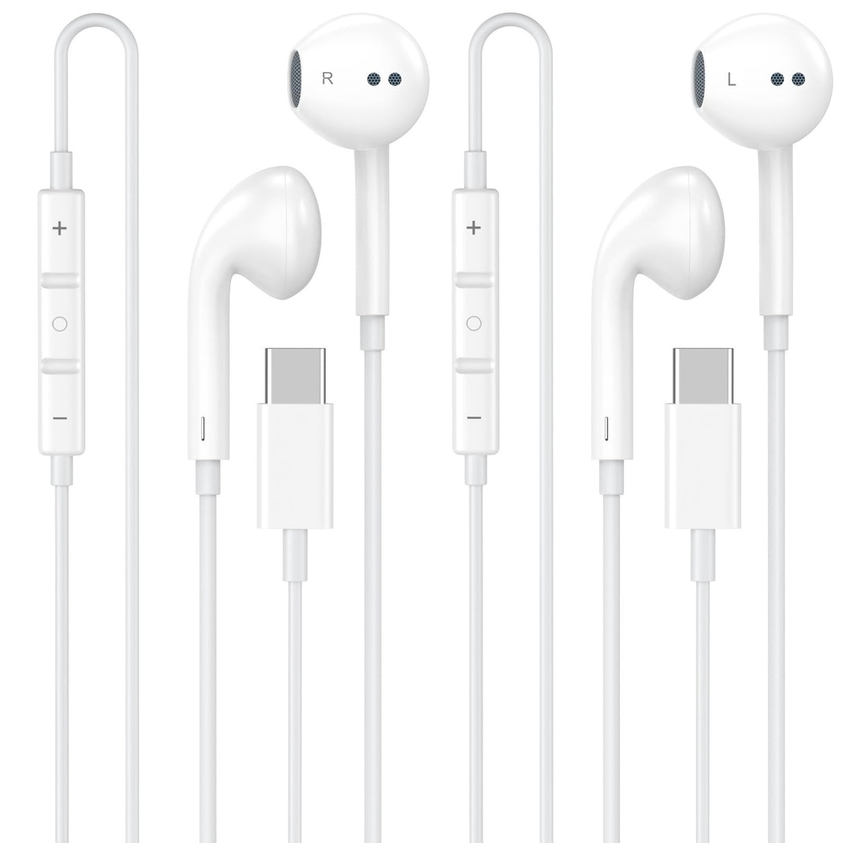 USB C Headphones for iPhone 17 16 15, 2 Pack [Apple MFi Certified] Wired Headphones USB C with Microphone & Remote Control Noise Cancelling for iPhone 17 16 15 Pro Max, Galaxy S26 S25 S24