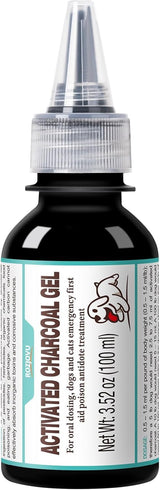 ROZJOVU Activated Charcoal Gel for Dogs for Poisoning, 100 ml Dog First Aid Activated Charcoal, Quickly Absorbs Toxins Ready Rescue for Dogs， Supports Diarrhea & Gas Relief