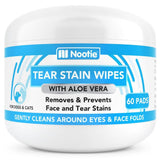 Nootie Tear Stain Wipes for Dogs & Cats, Gently Remove and Prevent Tear Stains with Aloe Vera, 60 Count