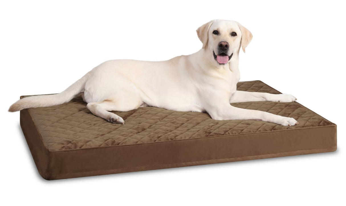 NUPIDA Orthopedic XL Dog Beds Large Sized Waterproof with Removable Washable Cover and Non-Slip Bottom, Quilting Dog Bed for Crate, 41x27 Inch, Brown