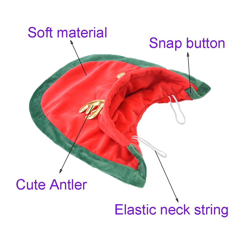 ANIAC Pet Christmas Costume Puppy Xmas Cloak with Antler Cat Santa Cape with Xmas Cap Party Cosplay Dress for Cats and Small Medium Dog (Medium, Red)